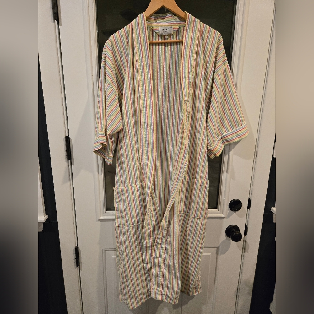 VTG 70's Men's SEARS Lightweight Rainbow Robe POCKETS Lounge EUC Unisex OS